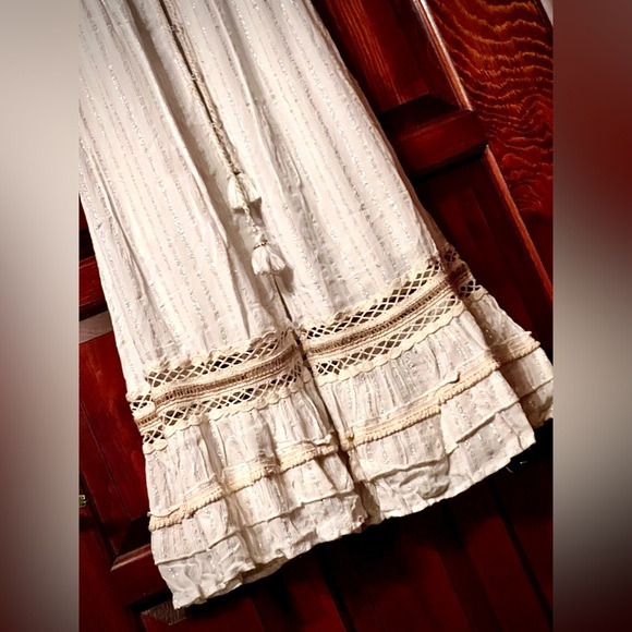 New NWT FRENCH WHITE BOHEMIAN COUNTRY OFF THE SHOULDER EMBROIDERED MAXI DRESS S - Picture 14 of 16